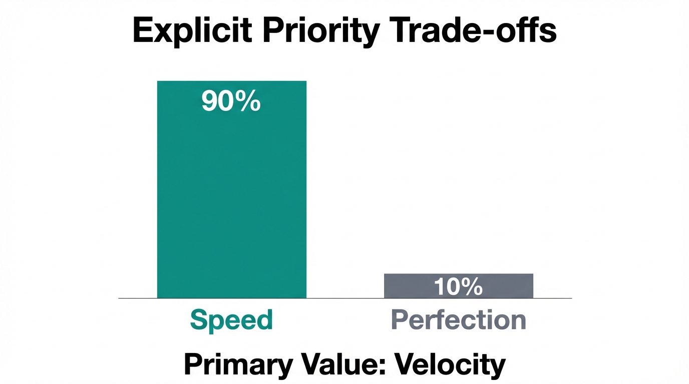 Visualizing the intentional trade-off between speed and perfect execution.
