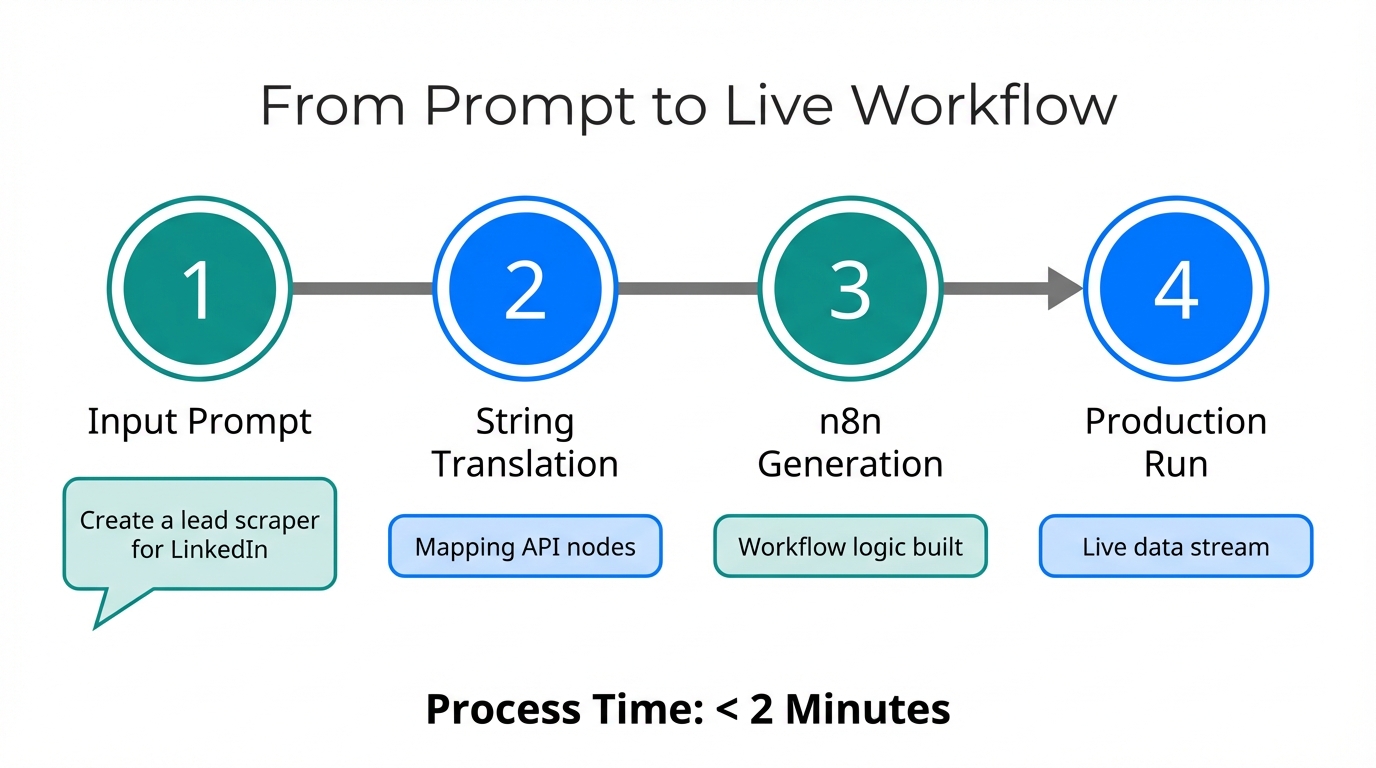 The streamlined transition from a simple text prompt to active automation.