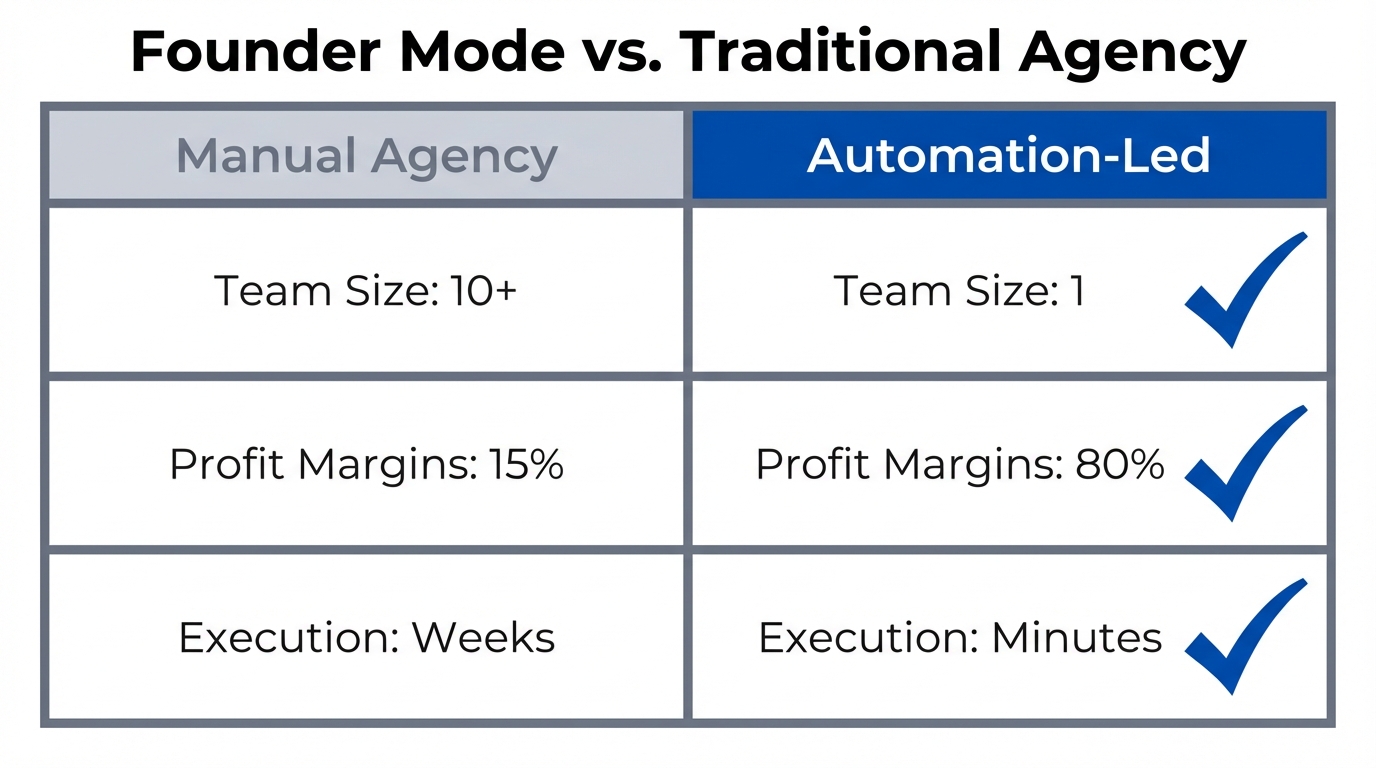 Comparing traditional business overhead against the high-margin automation-led growth model.
