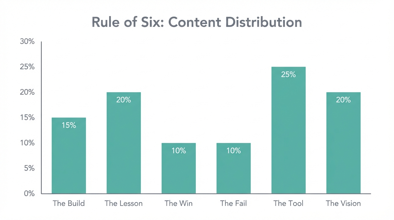 The recommended balance of content types for building an audience.