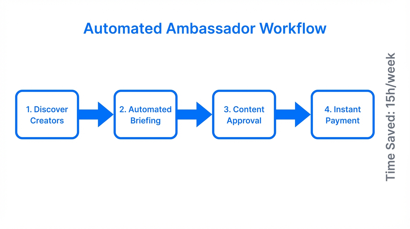 Step-by-step automation workflow for managing high-volume ambassador programs.