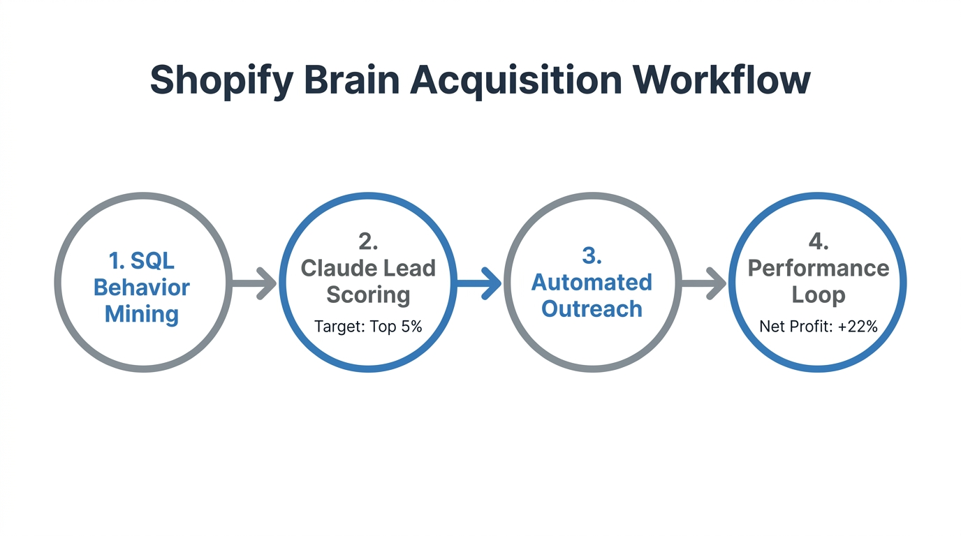 Four-step workflow for building an automated customer acquisition system.