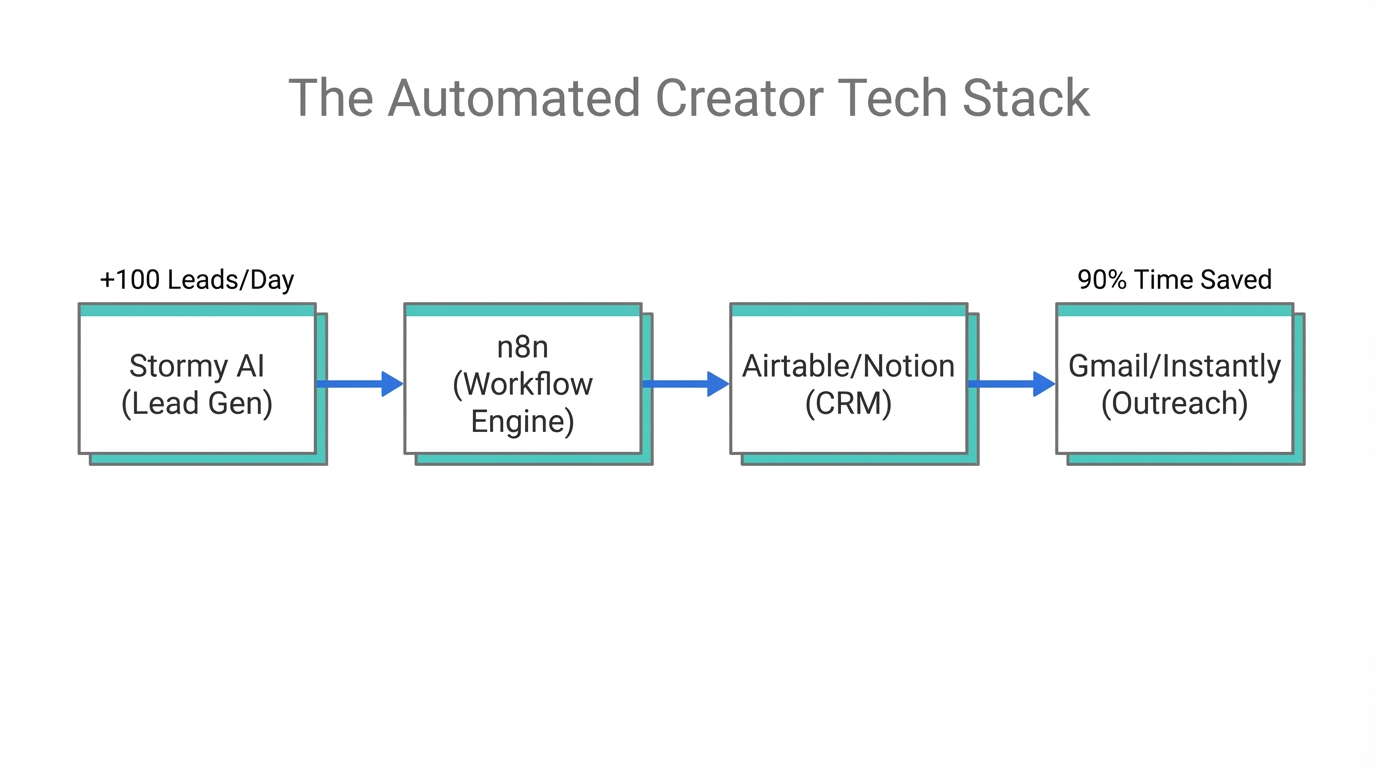 High-level architectural workflow integrating Stormy AI with n8n for automation.