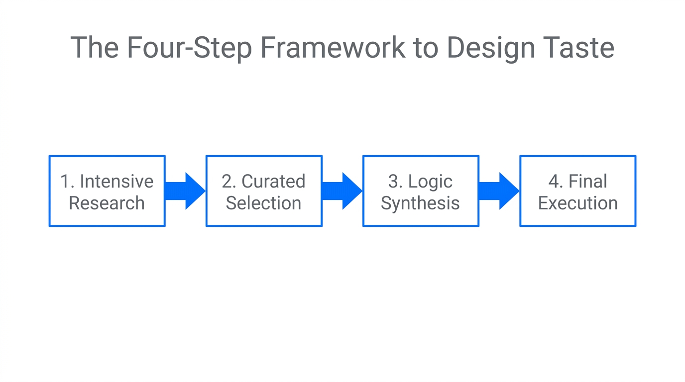 A systematic four-step workflow for developing and applying design taste.