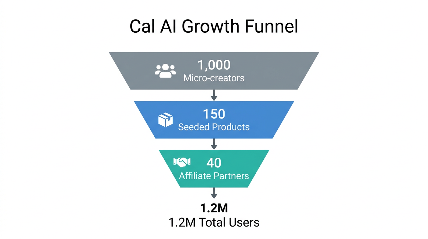 Cal AI's influencer marketing funnel and user conversion metrics.