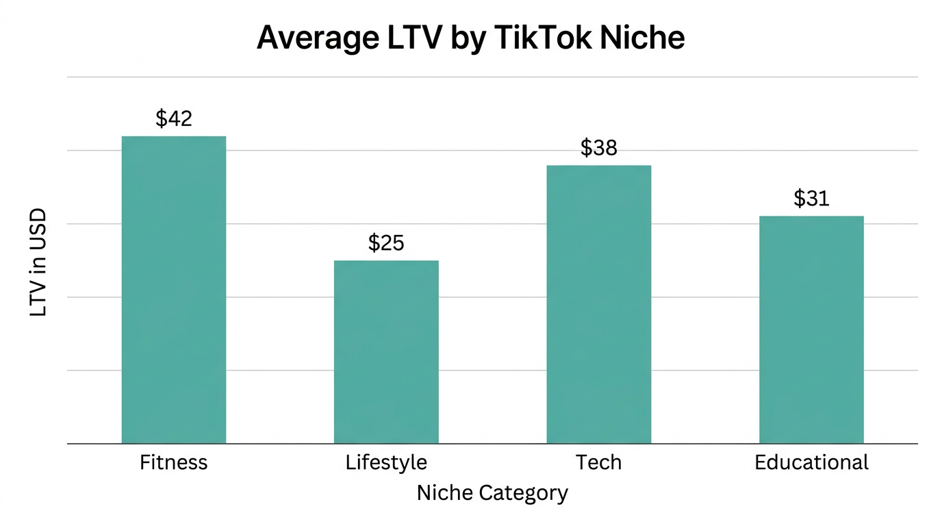 Analysis of customer lifetime value across different creator content niches.