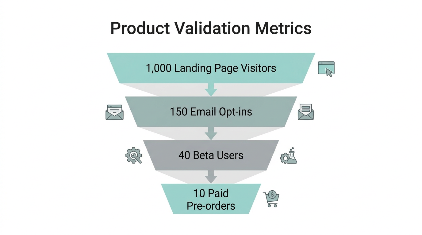 Conversion funnel for validating a GPT business idea before building.