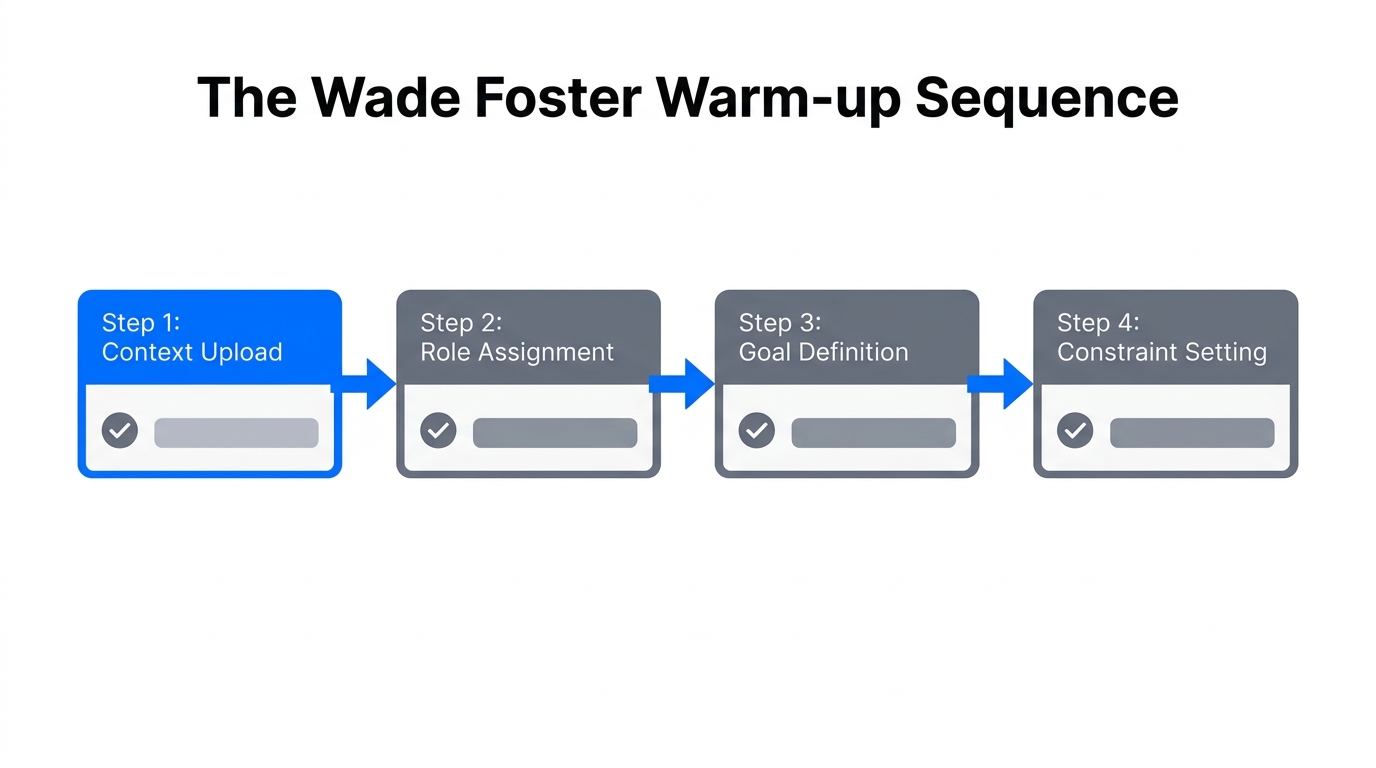 The four-step Wade Foster sequence for warming up AI models.