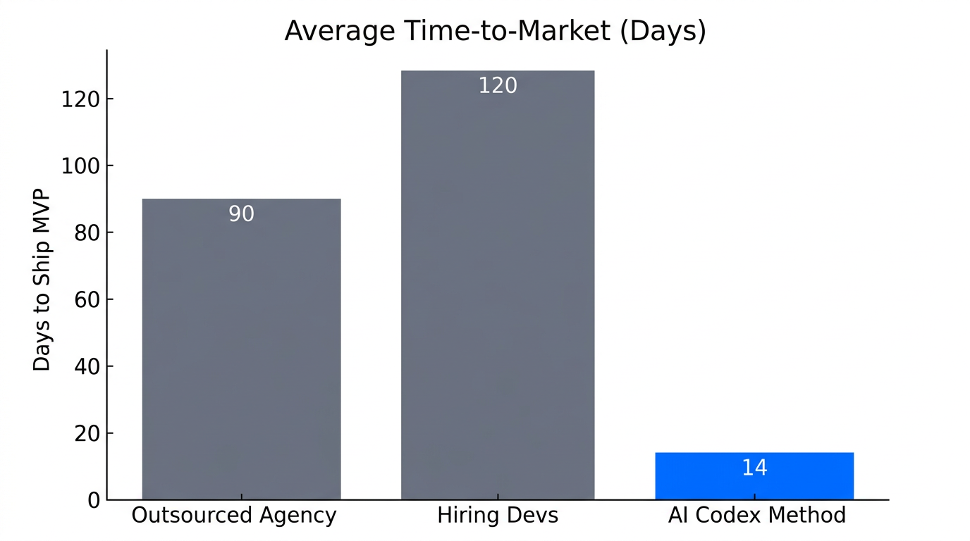 Development speed comparison showing the time-to-market advantage of AI coding.