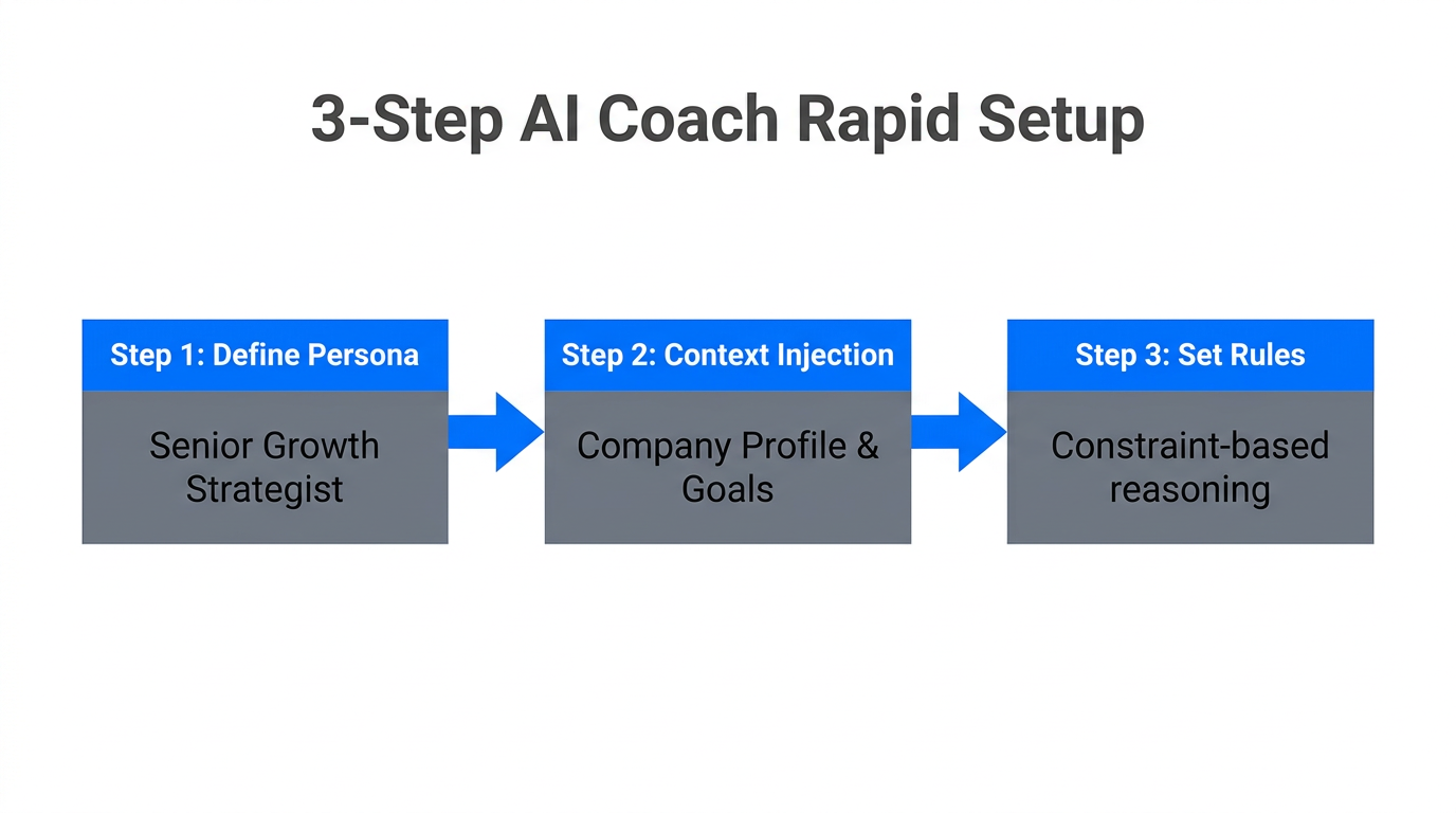 Three steps to configure your custom AI business coach profile.