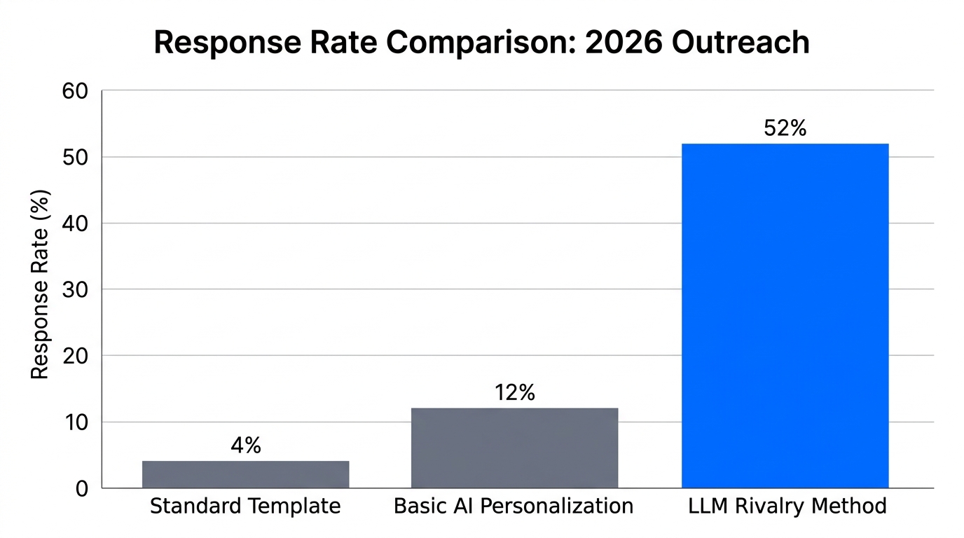 Comparative response rates showing the impact of the LLM Rivalry method.