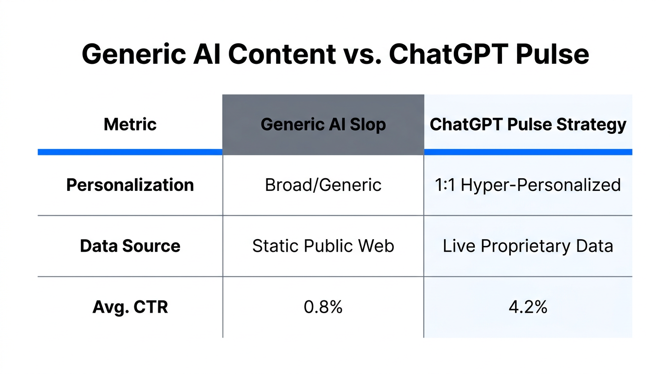 Comparing the efficiency of generic AI versus the Pulse strategy.