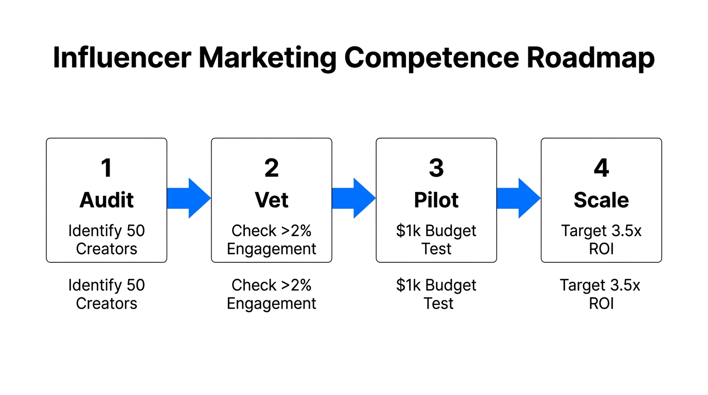 A four-step process for scaling dominance in influencer marketing niche.