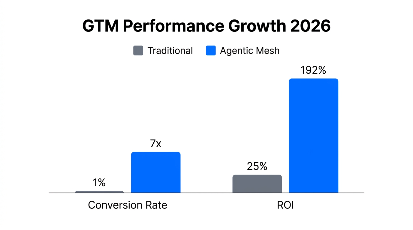 Comparison of conversion rates and ROI between traditional and agentic GTM.