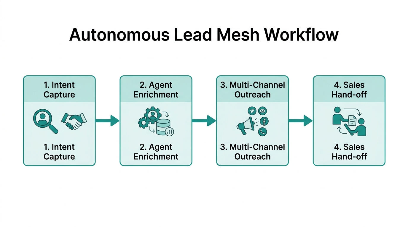 The four-step autonomous lead mesh workflow for modern GTM teams.