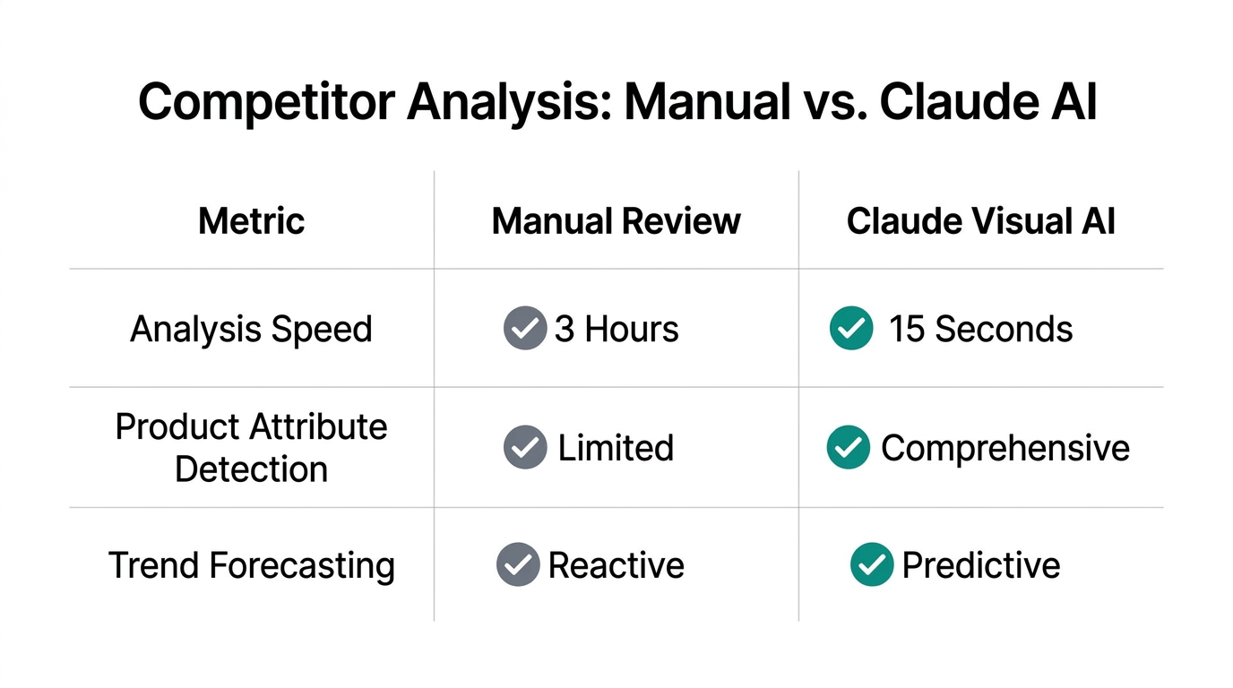 Efficiency comparison between manual analysis and Claude visual intelligence.