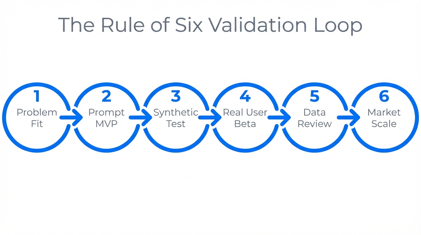 A six-step framework for validating AI-native apps from concept to scale.