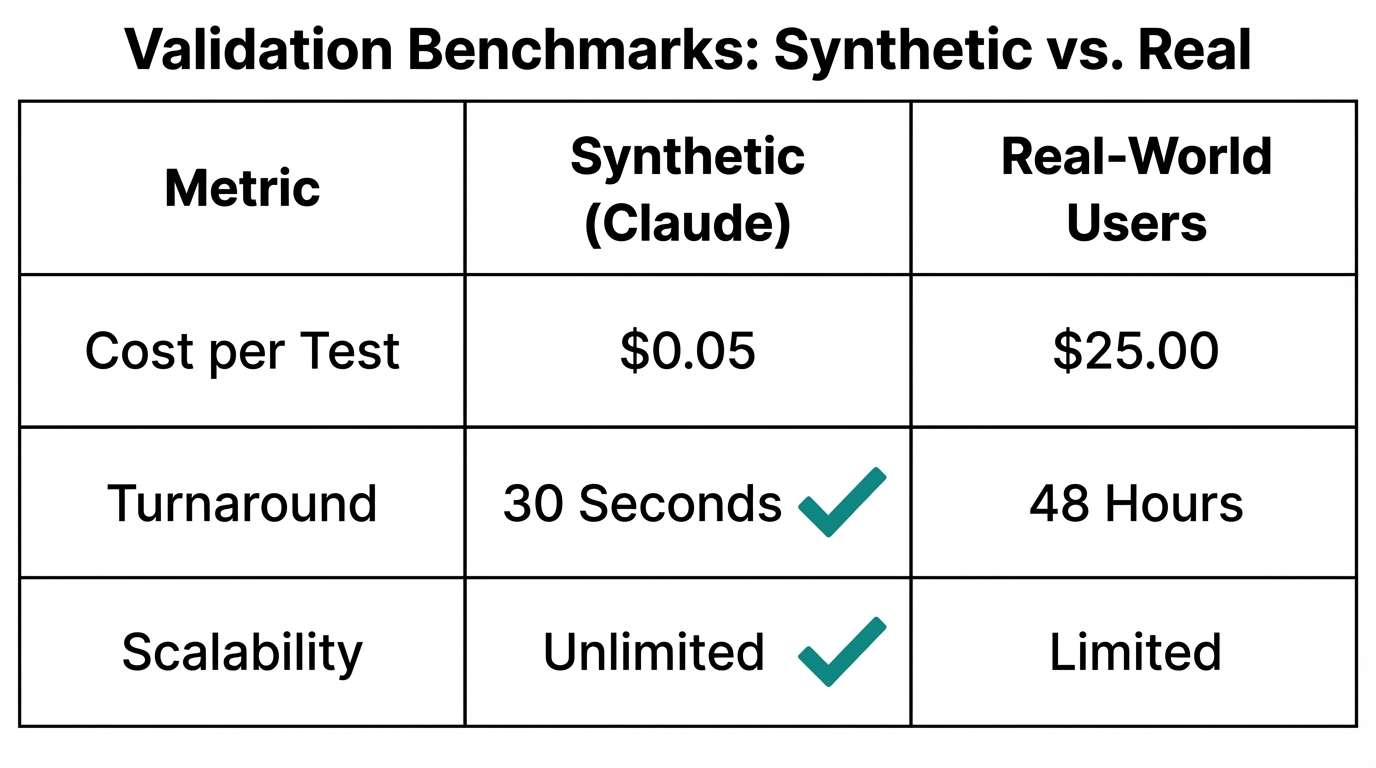 Comparing the efficiency of AI-driven synthetic testing versus traditional user testing.