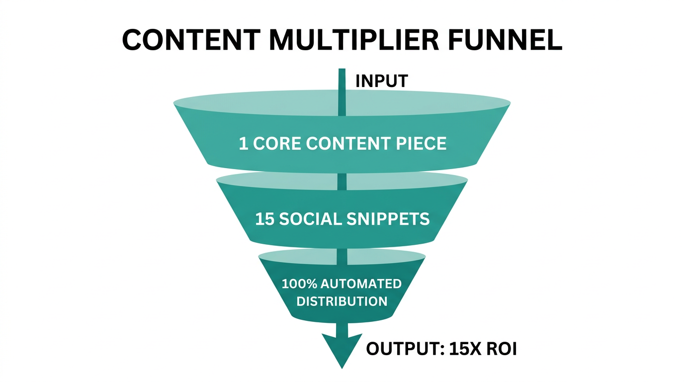 The content multiplier funnel showing asset generation from one core piece.