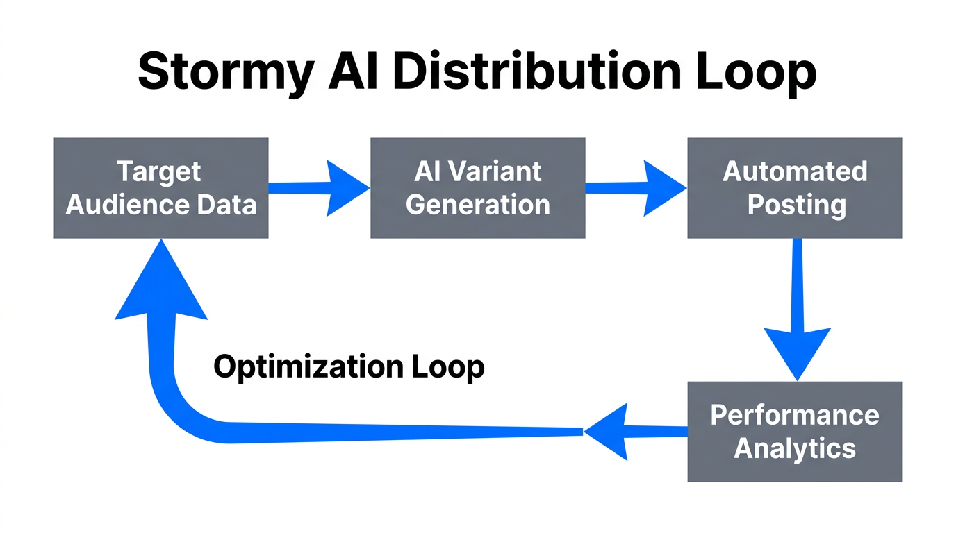 The continuous feedback loop used for AI-driven content distribution dominance.