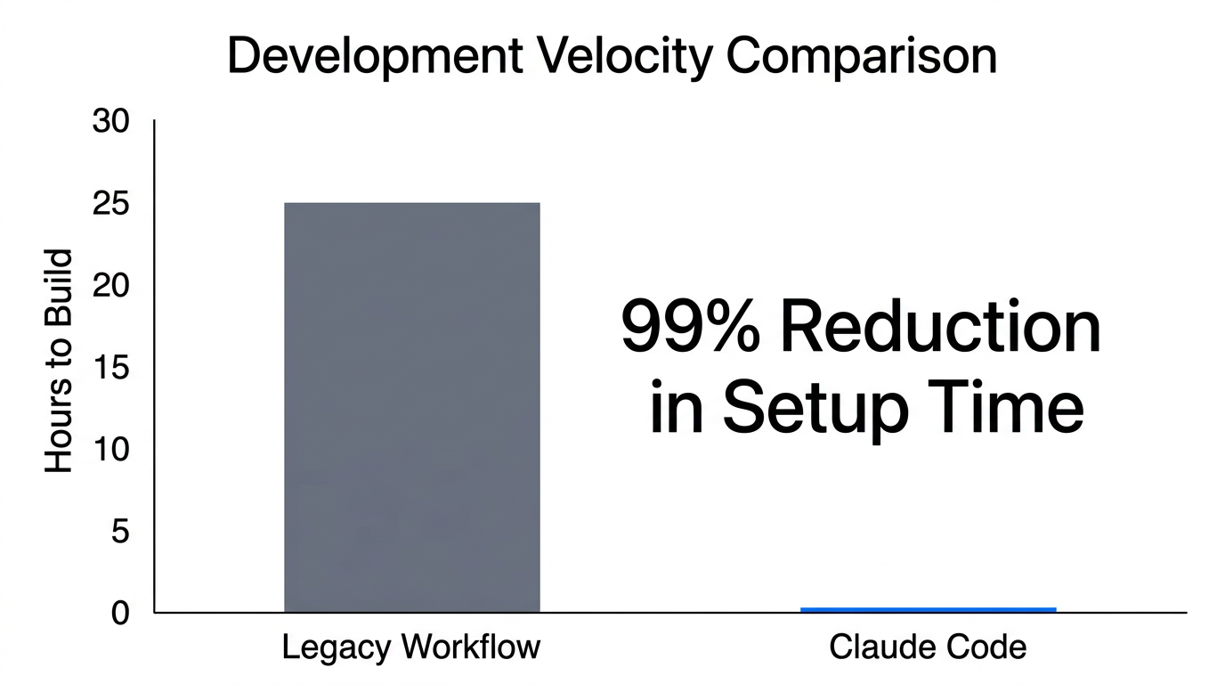 Comparison of traditional development time versus Claude Code agentic execution.
