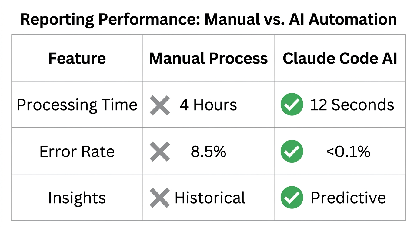 Comparison showing efficiency gains of AI-driven Google Ads reporting.