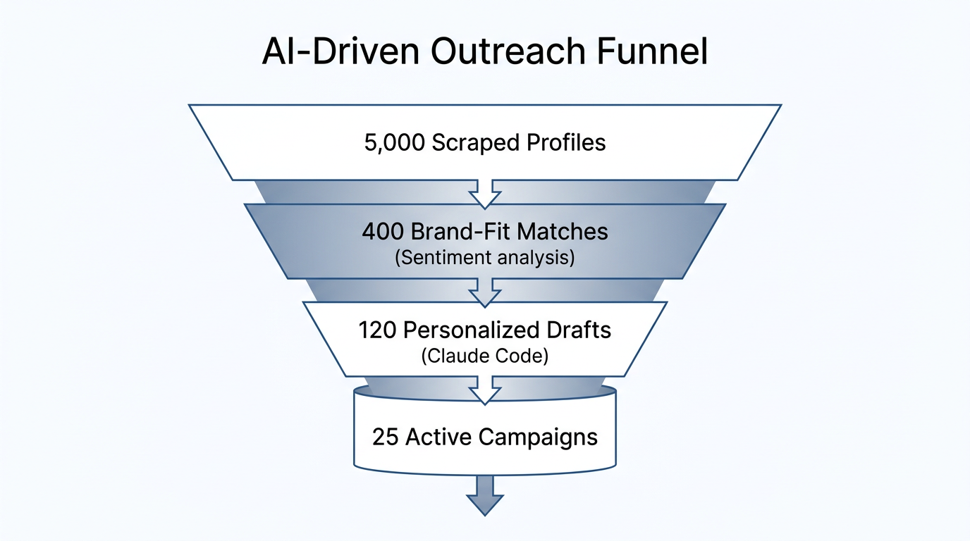 Funnel stages from initial discovery to active influencer campaigns.