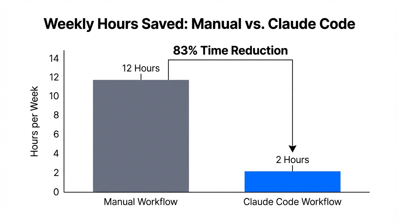 Efficiency comparison showing significant time savings using AI automation.