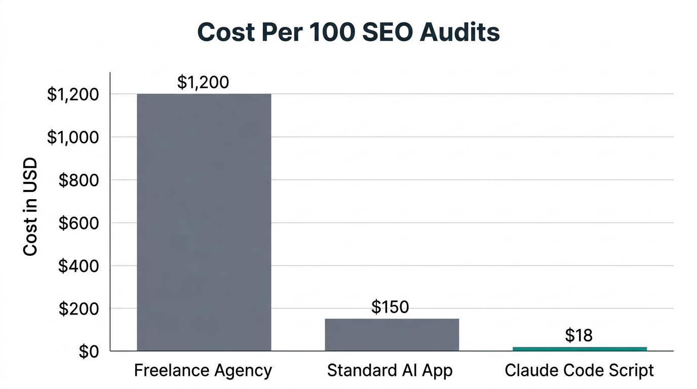 Comparison of manual versus automated costs for common SEO tasks.