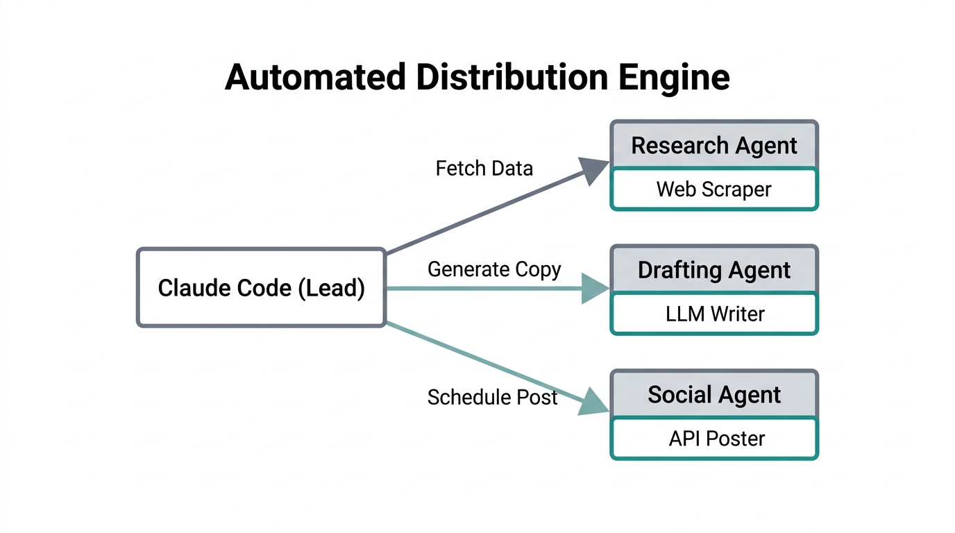 Architecture for a multi-agent system managing automated content distribution.