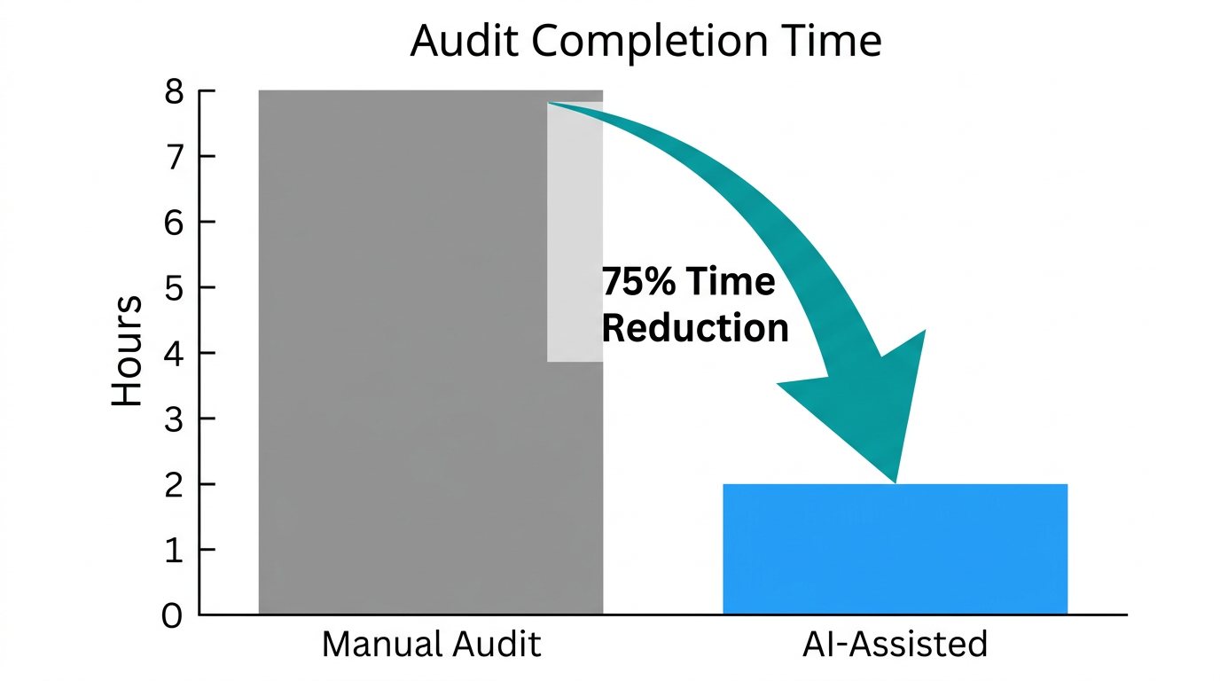Comparison of manual versus AI-assisted audit completion times.