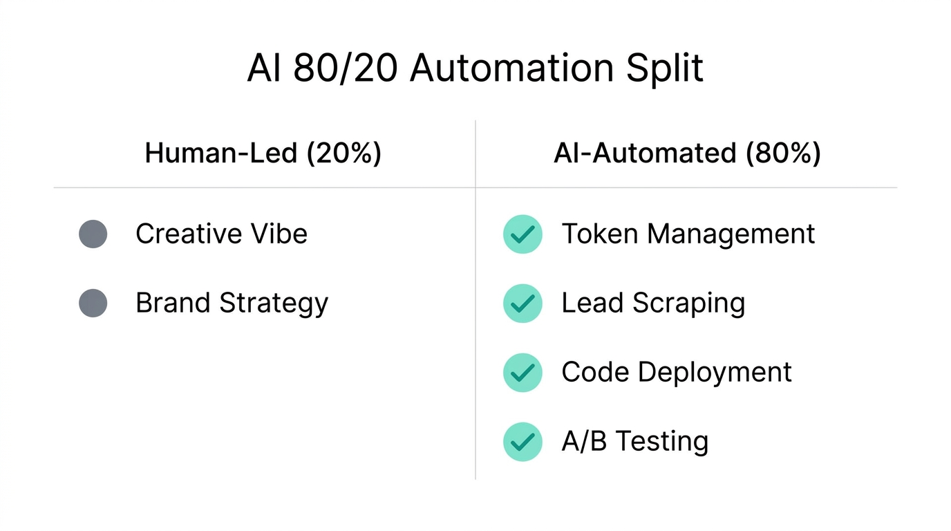 The distribution of marketing tasks between human strategy and AI.
