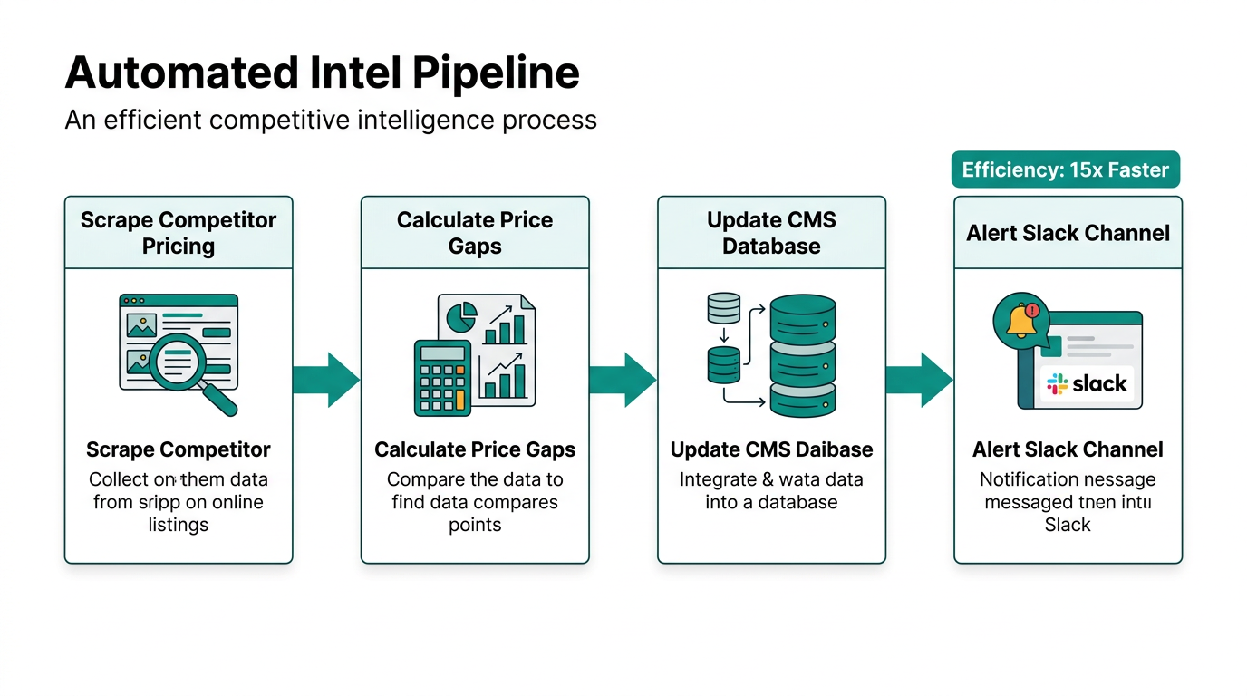 Automated workflow for tracking and responding to competitor pricing changes.