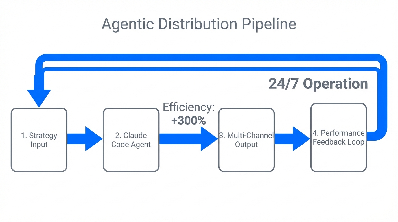 A flow diagram showing the cycle of agentic distribution logic.