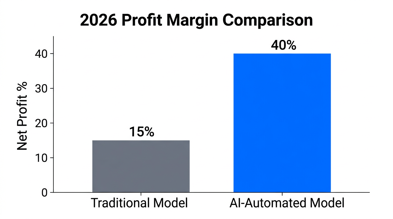 Comparison of profit margins between traditional and AI-automated agency models.