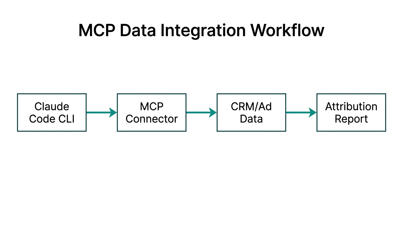 A technical workflow showing how Claude Code interacts with client data.