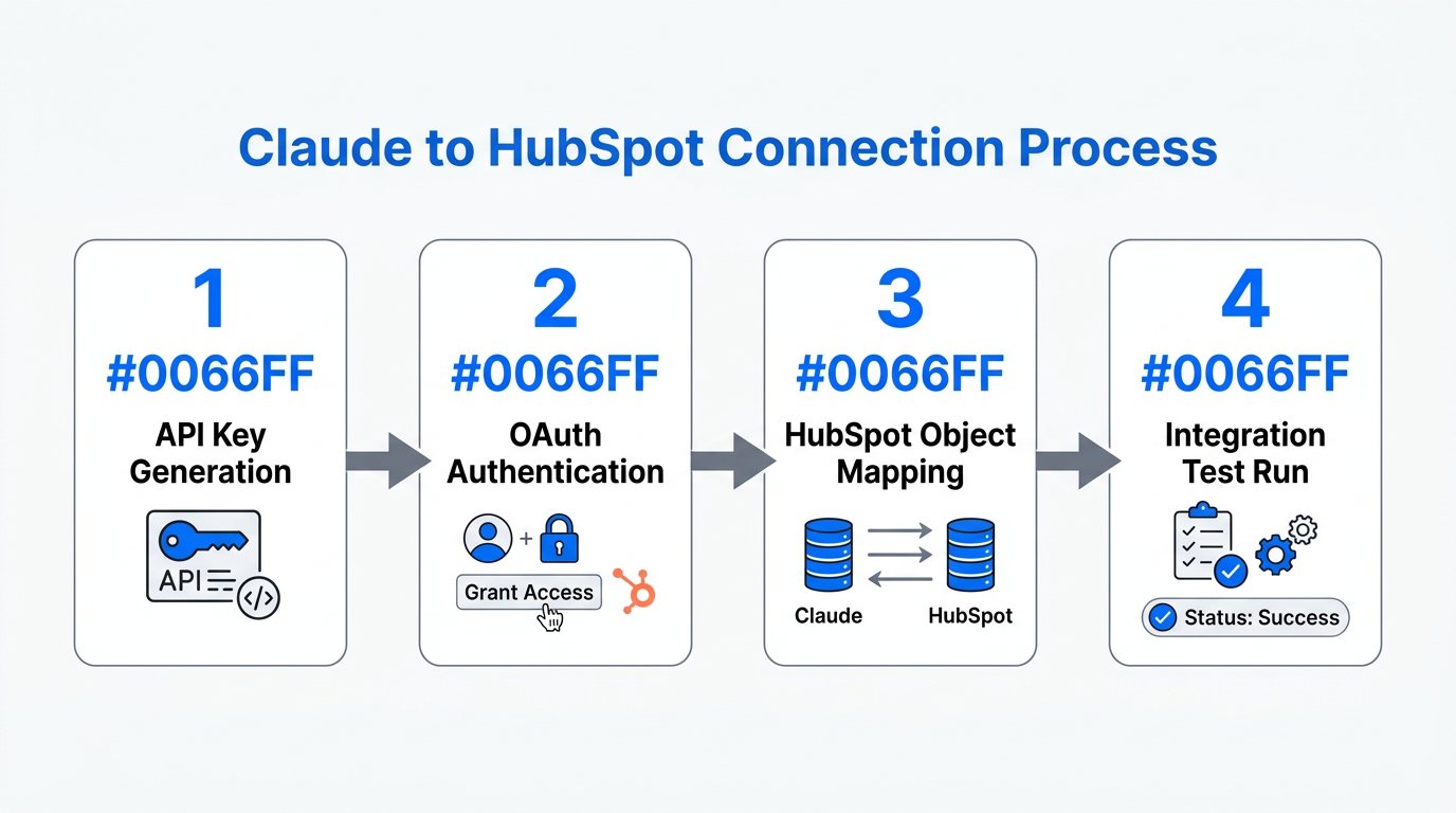 Step-by-step technical workflow for connecting Claude to HubSpot CRM.
