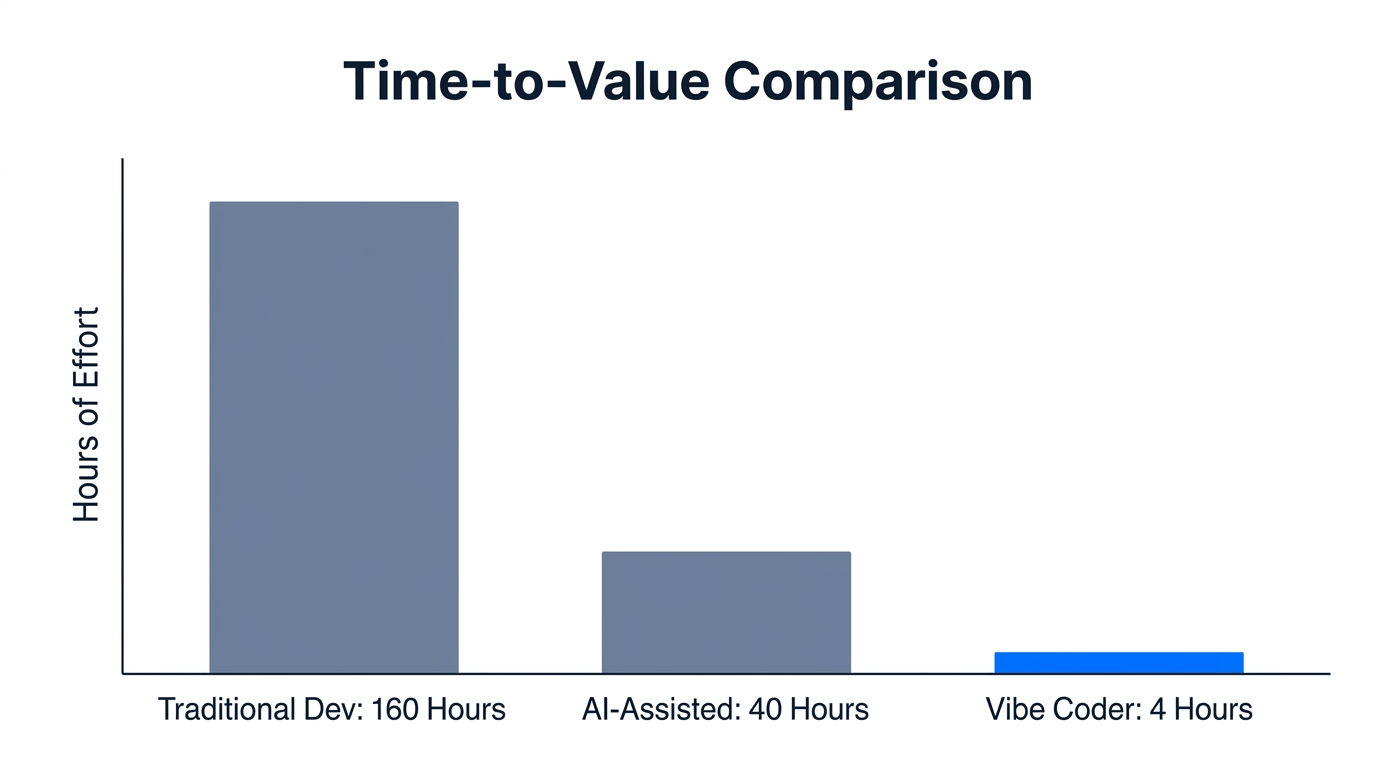 Reduction in time-to-value achieved through Vibe Coding and Claude Code.