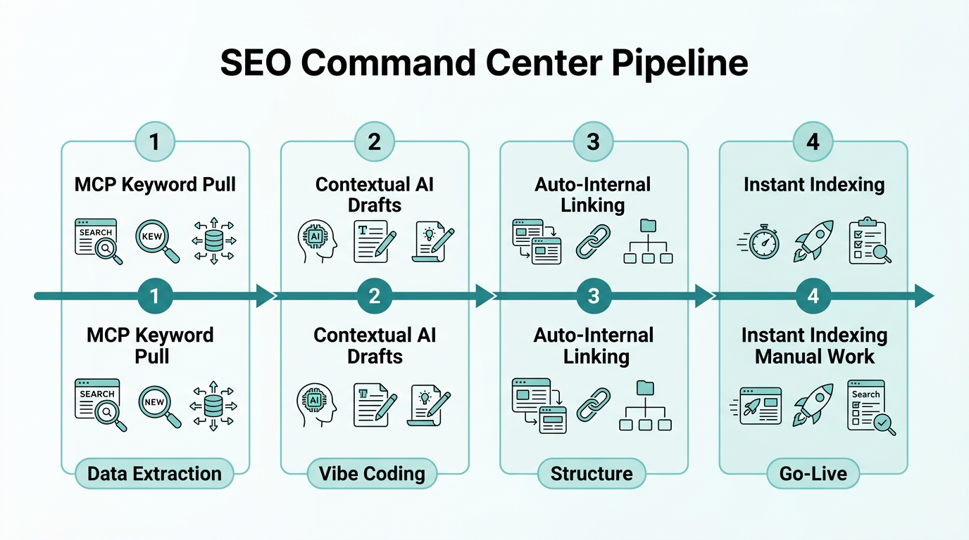 Four-stage automated pipeline for an SEO-driven growth engine.