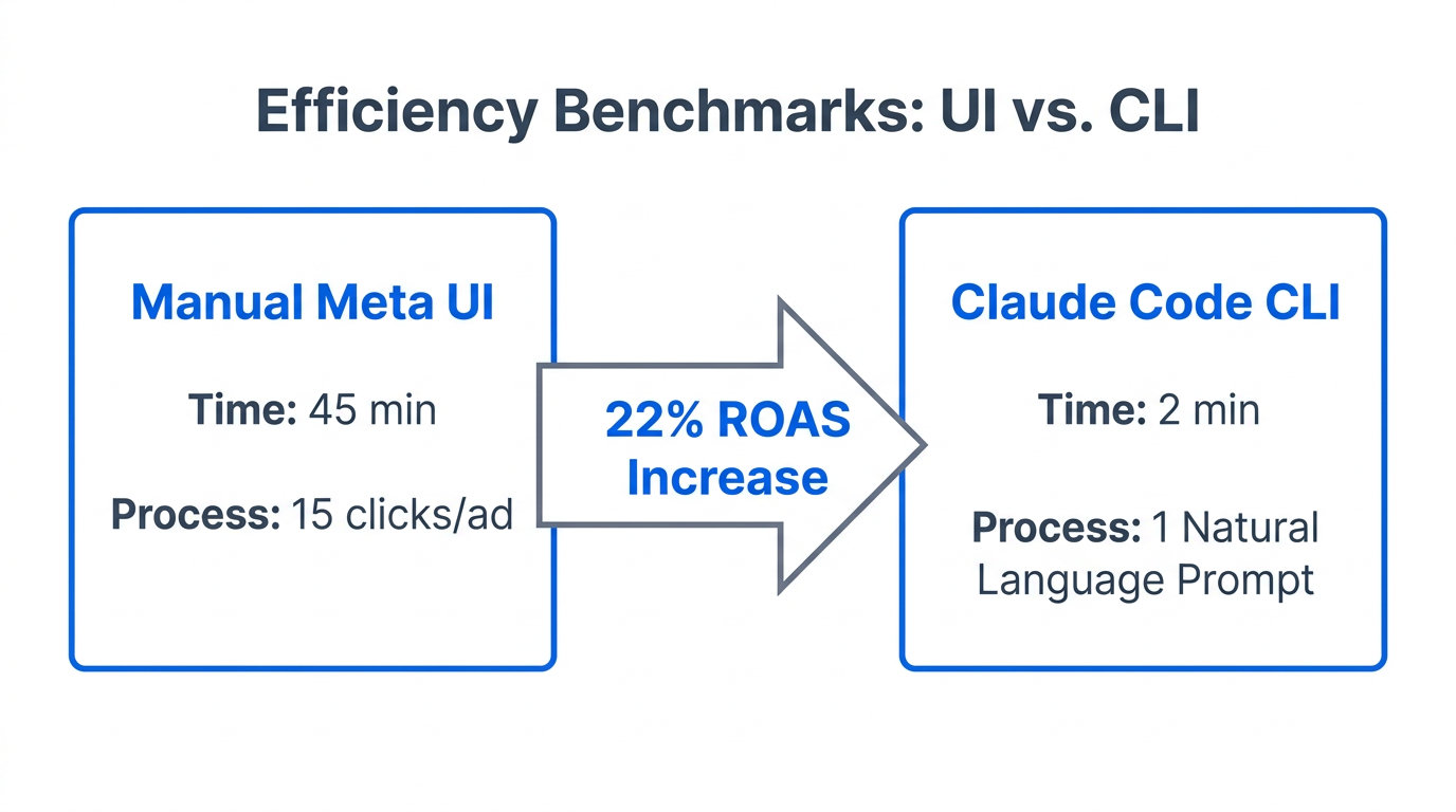 Workflow efficiency comparison between manual dashboard management and Claude CLI.