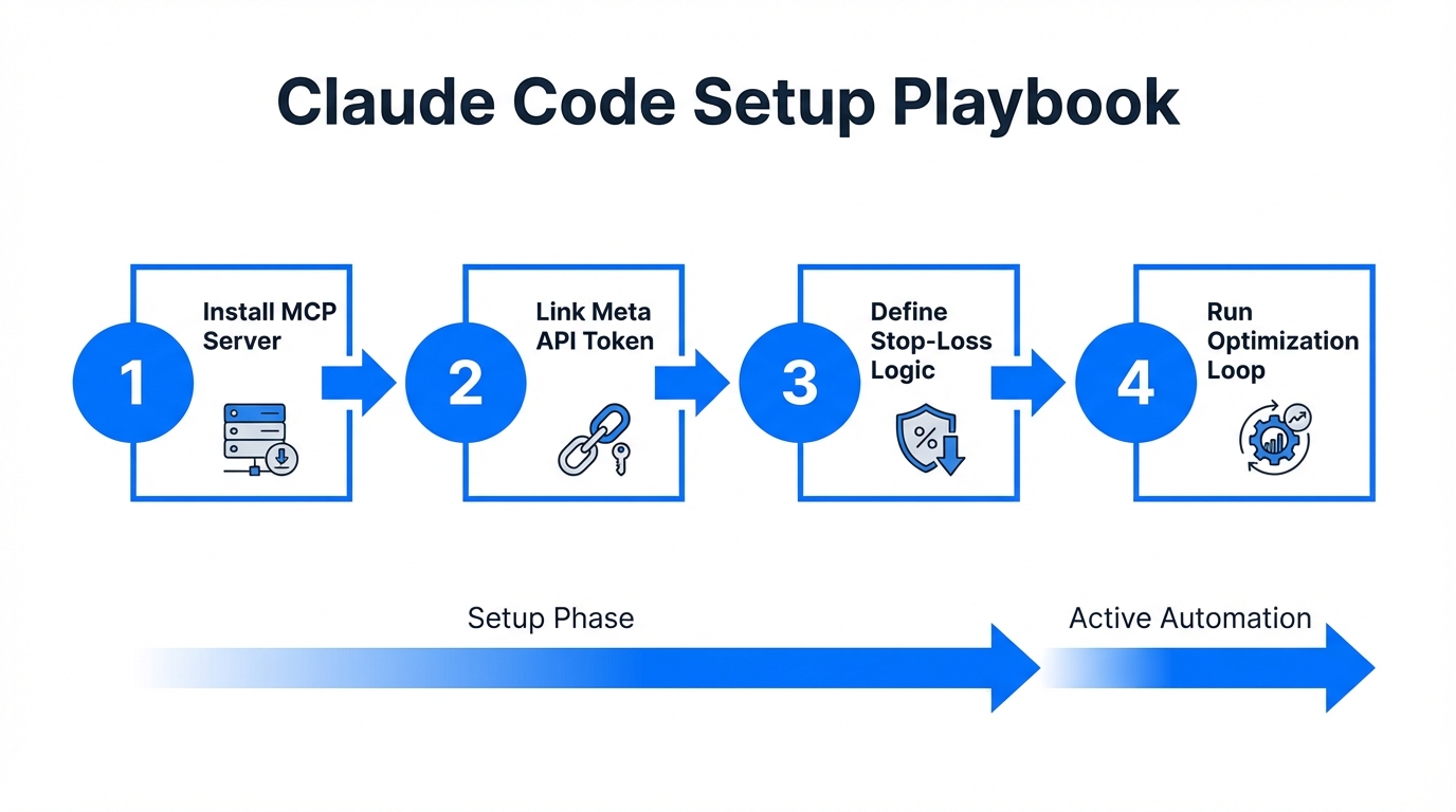 A four-step roadmap for implementing Claude Code and Meta Ads MCP.