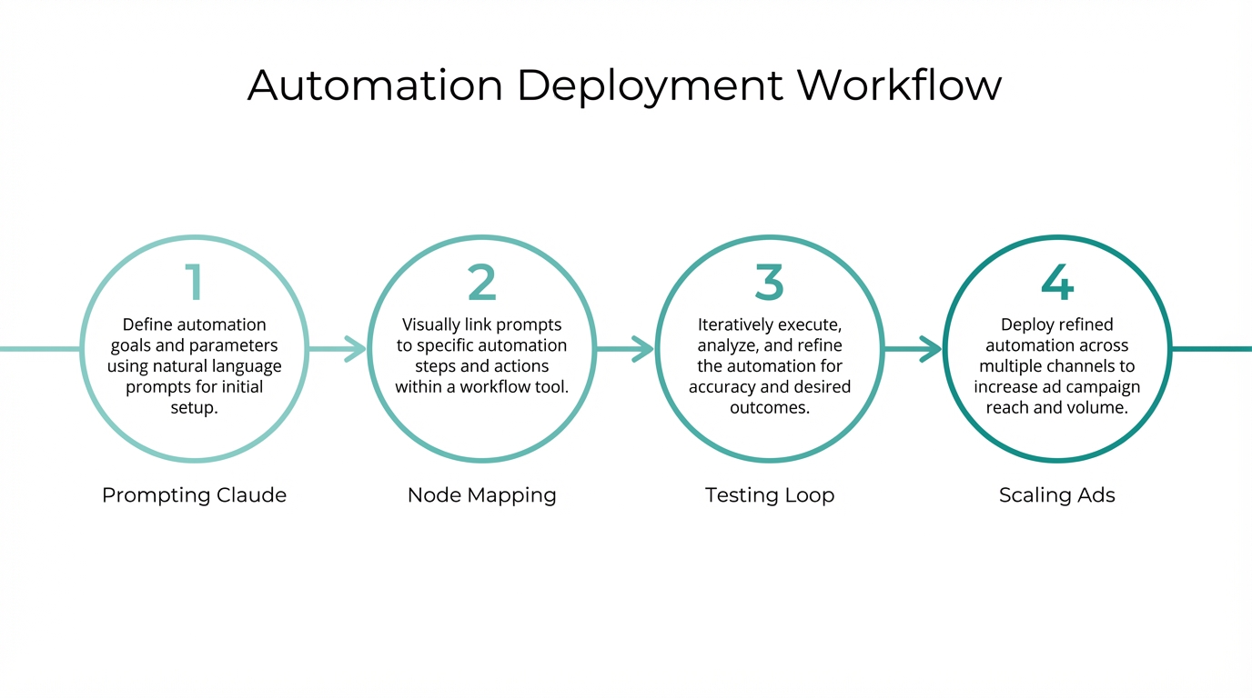 Step-by-step workflow for deploying automated Google Ads management scripts.