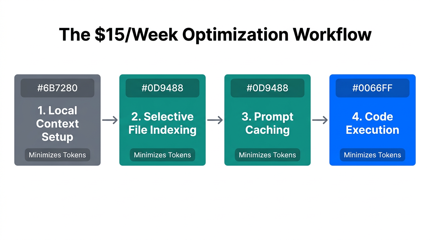 Four-step workflow for maximizing Claude Code output while minimizing costs.