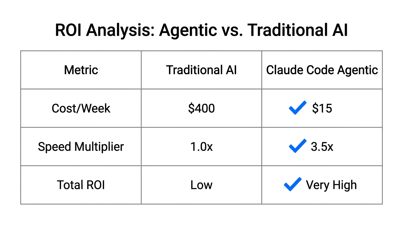 ROI comparison table showing cost savings and performance gains.