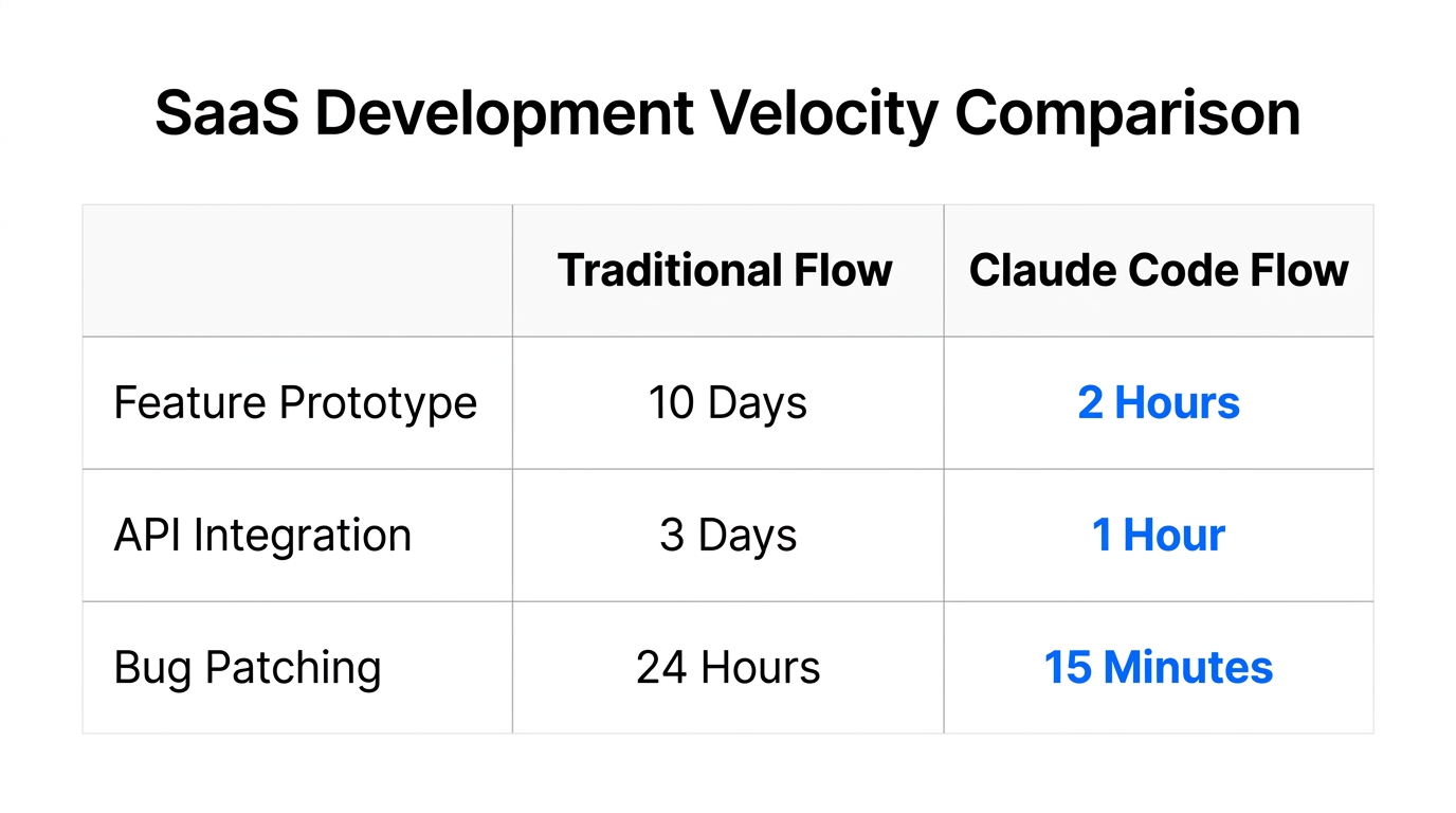 A speed comparison between traditional development and Claude Code workflows.