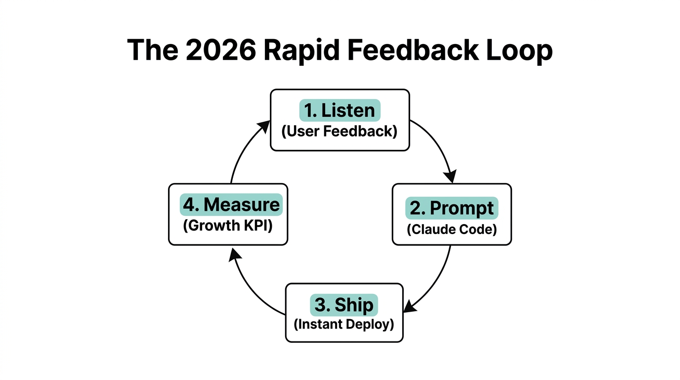 The four-step continuous improvement cycle for rapid SaaS iteration.