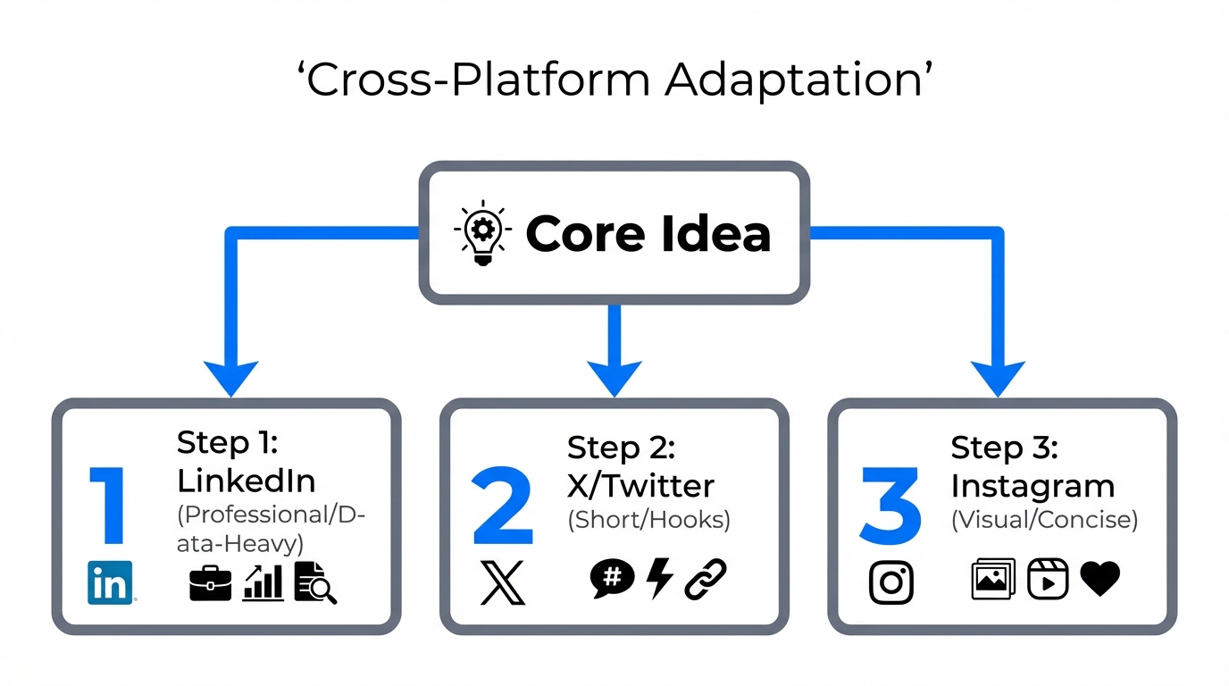 Tailoring core content for different social media algorithm requirements.