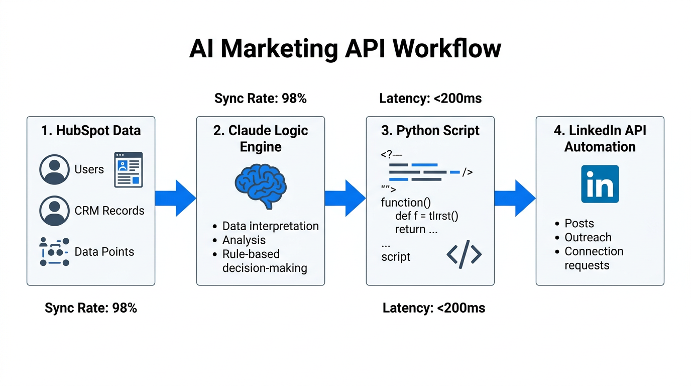 Automated workflow for syncing CRM data to marketing channels via AI.