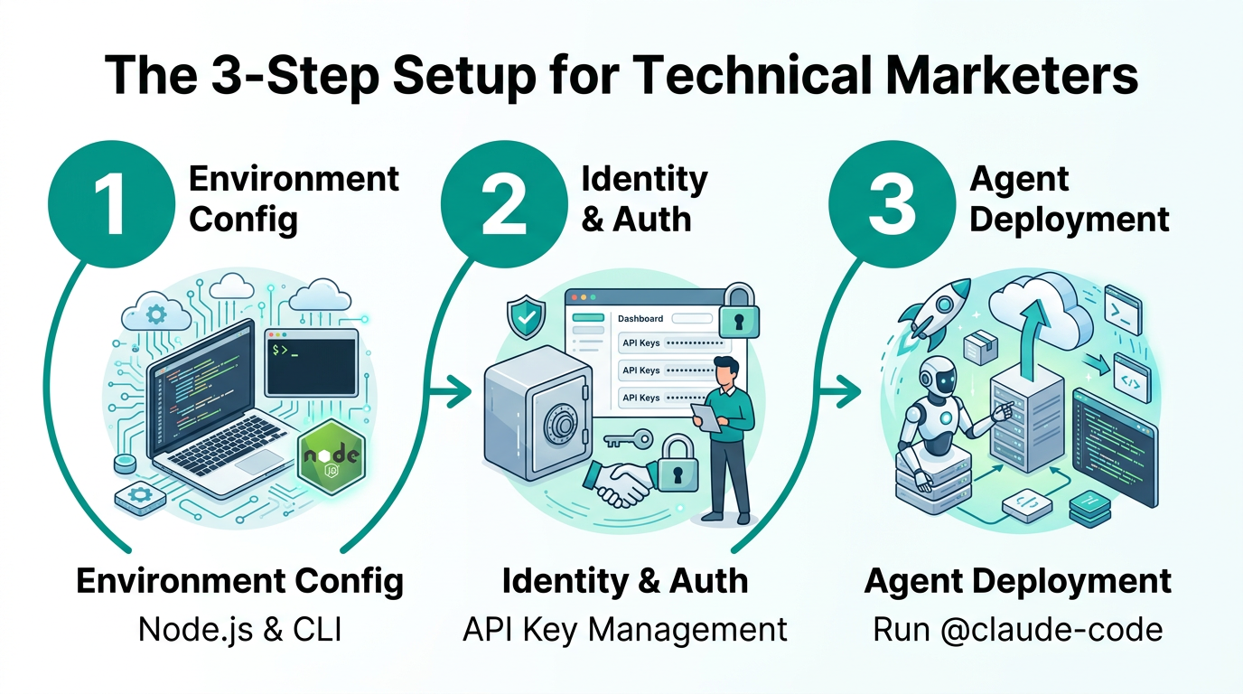 Three-step deployment process for setting up an AI-native workspace.