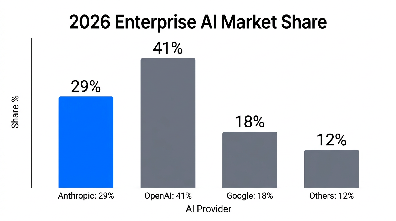 Anthropic's 29% enterprise market share growth projected for 2026.